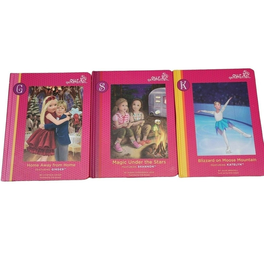Our Generation Doll Chapter Books Kids Pink Lot of 3 Ginger Shannon Katelyn
